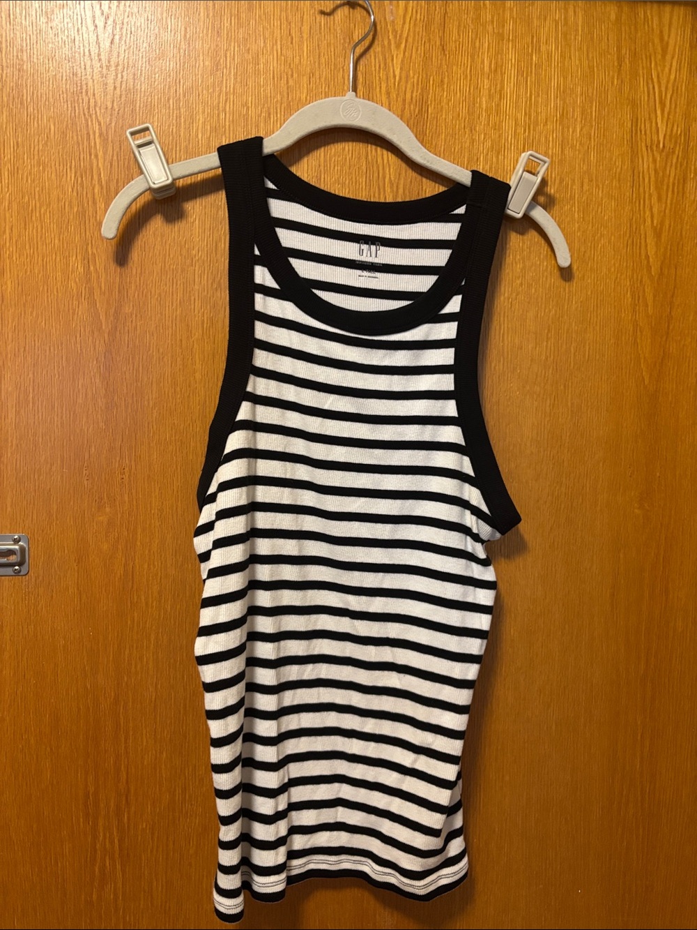 GAP Black and White Striped Racerback Tank